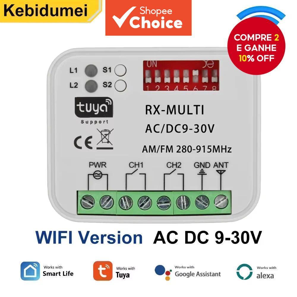 280-915MHz Chave Universal Tuya WIFI Controle Remoto de Portão Eletrônico Receptor AC DC 9-30V Módulo Interruptor