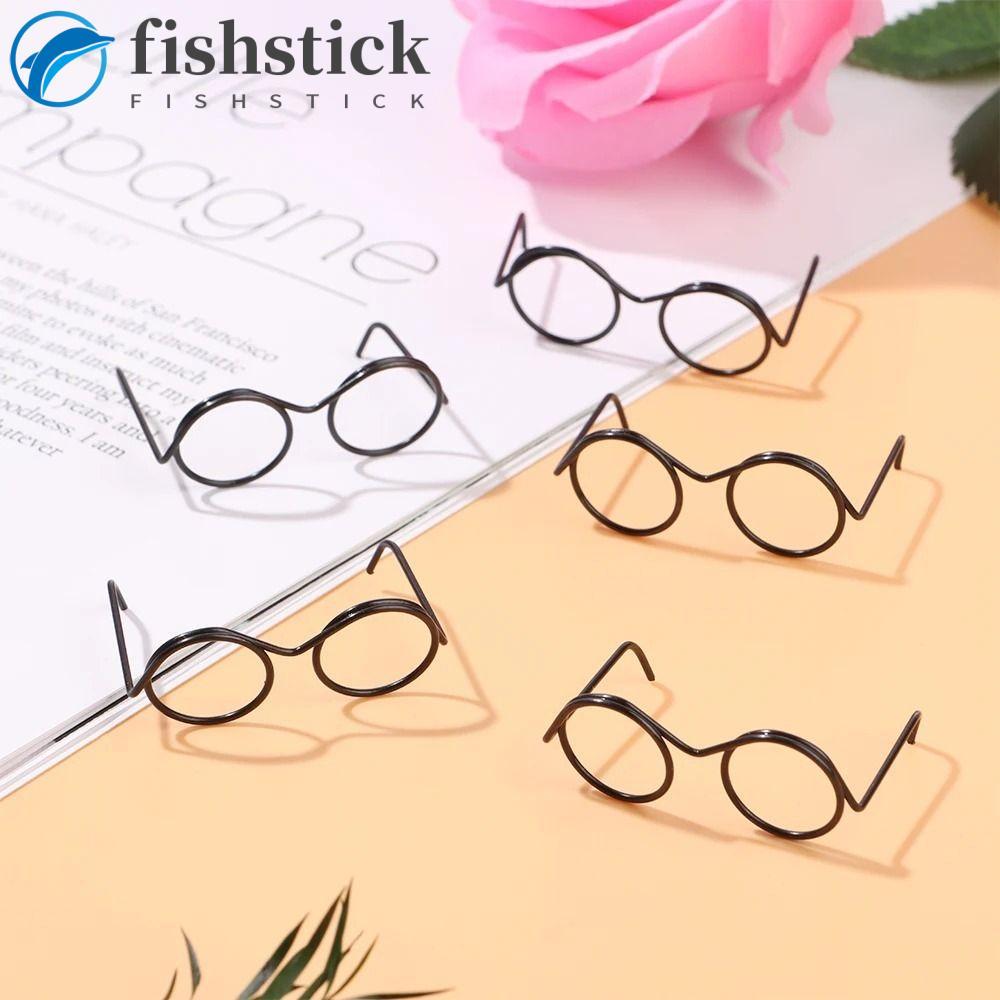 FISHSTICKA 5 Peças De Óculos De Boneca Em Miniatura , Redondos De Metal Com Armação Redonda Preta
