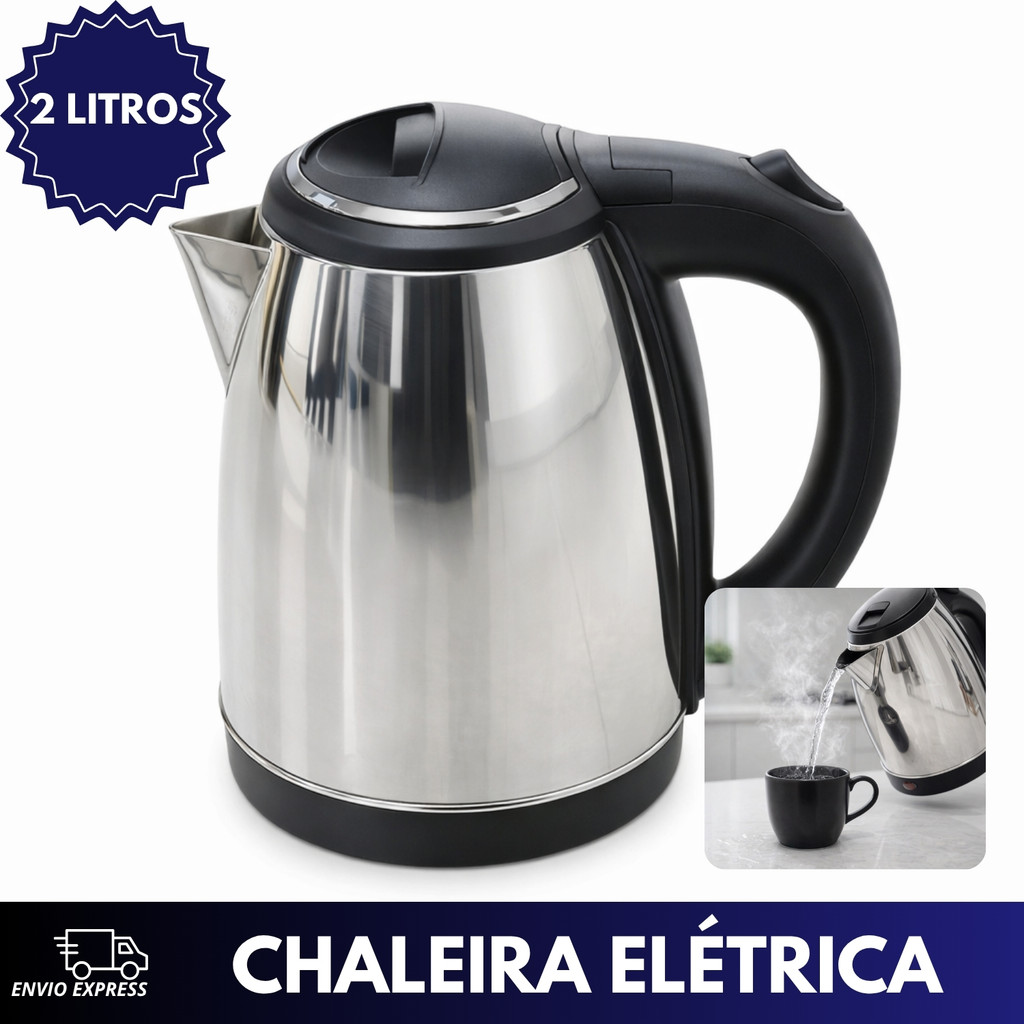 Chaleira Elétrica Inox 2L | Ferve Água Rápido
