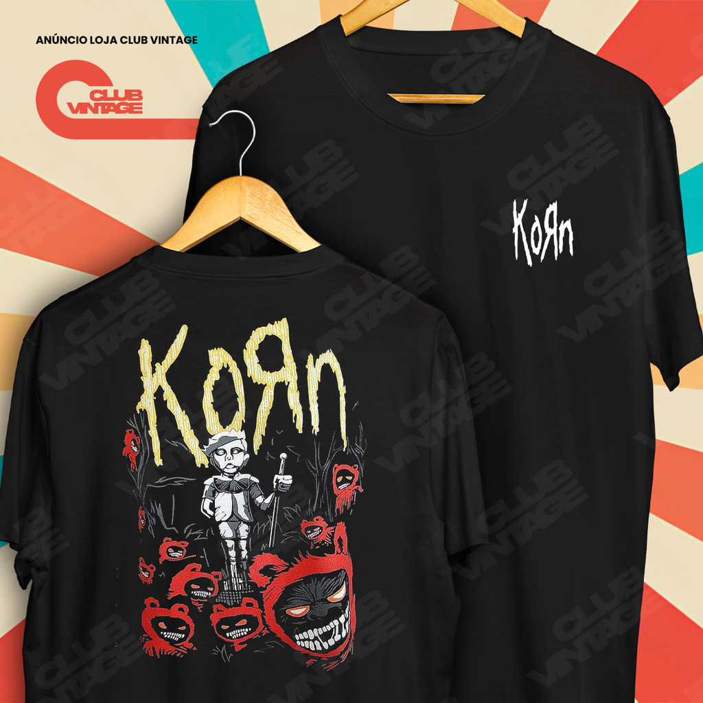 Camiseta Frente e Verso Banda Korn Ghosts Metal Camisa de Rock and Roll 100% Algodão