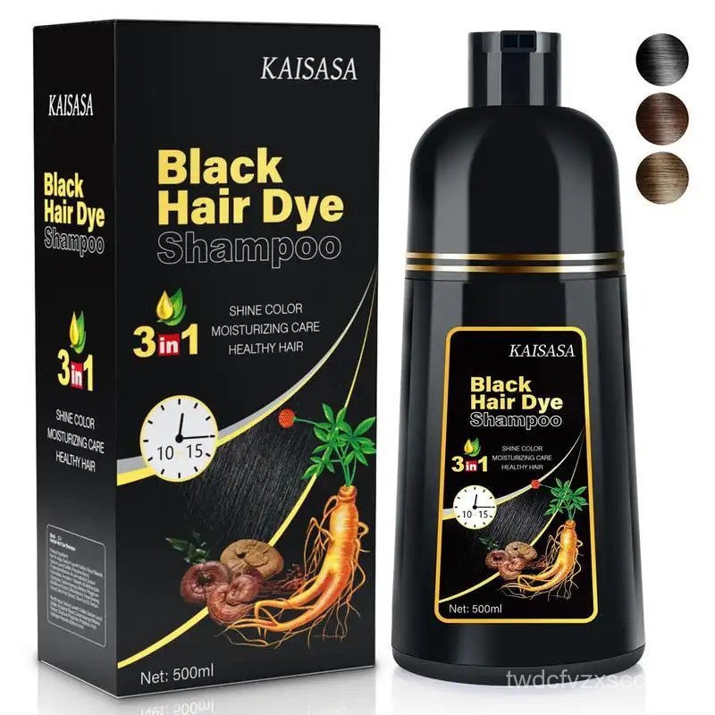 Shampoo Tintura de Cabelo 3 em 1 KAISASA - Ingredientes à Base de Ervas, Pode Cobrir Cabelos Brancos, Contém Extrato de