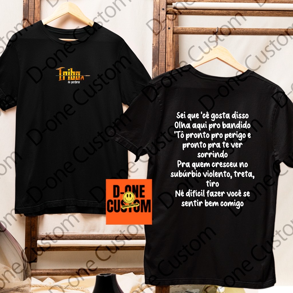 Camisa Camiseta Tribo Da Periferia Homenagem Letra Valores Peita Algodão Casual Fã Cantores