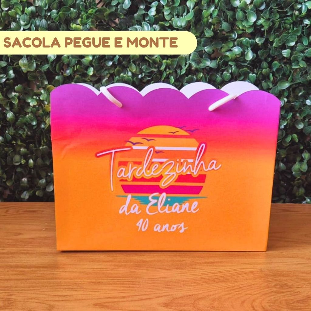 Sacola personalizada TARDEZINHA  | Lembrancinhas personalizadas | Mimos | Aniversário infantil | (PEGUE E MONTE)