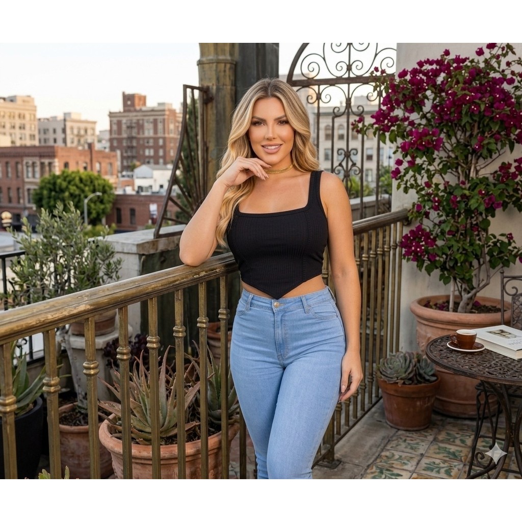 blusa cropped feminino estilo corselet alça larga regata canelado perfeito bem