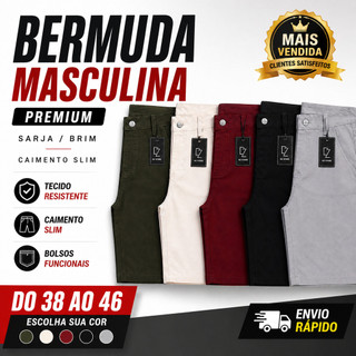 Bermuda Sarja Masculina Slim Brim Premium Bolso Faca Social Diversas Cores