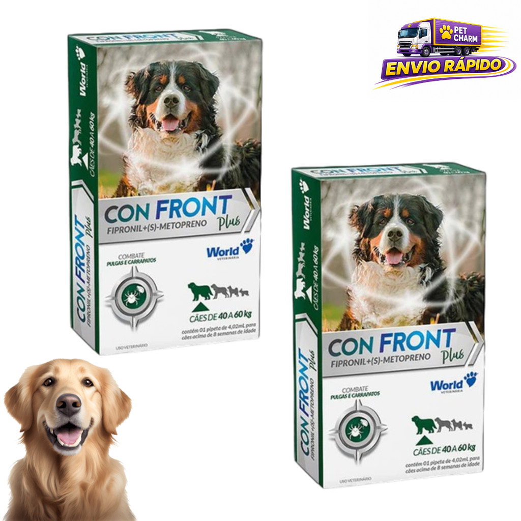 Kit 2 ConFront Plus 4,02ml para Cães 40 a 60kg Antipulgas e Carrapatos