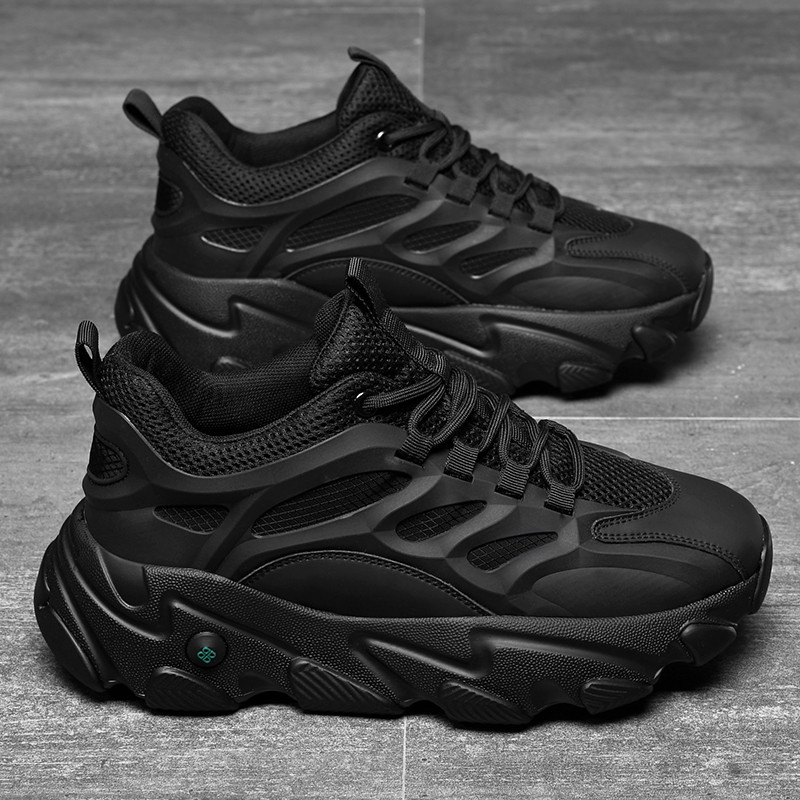 Papai sapatos masculinos ins sapatos da moda verão respirável Casual sapatos esportivos masculinos preto de sola grossa