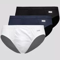 Kit de 3 Cuecas Slip Lupo Algodão