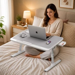 Mesa para Notebook Dobrável Ajustável com Gaveta Apoio Livro Portátil OR-SP260