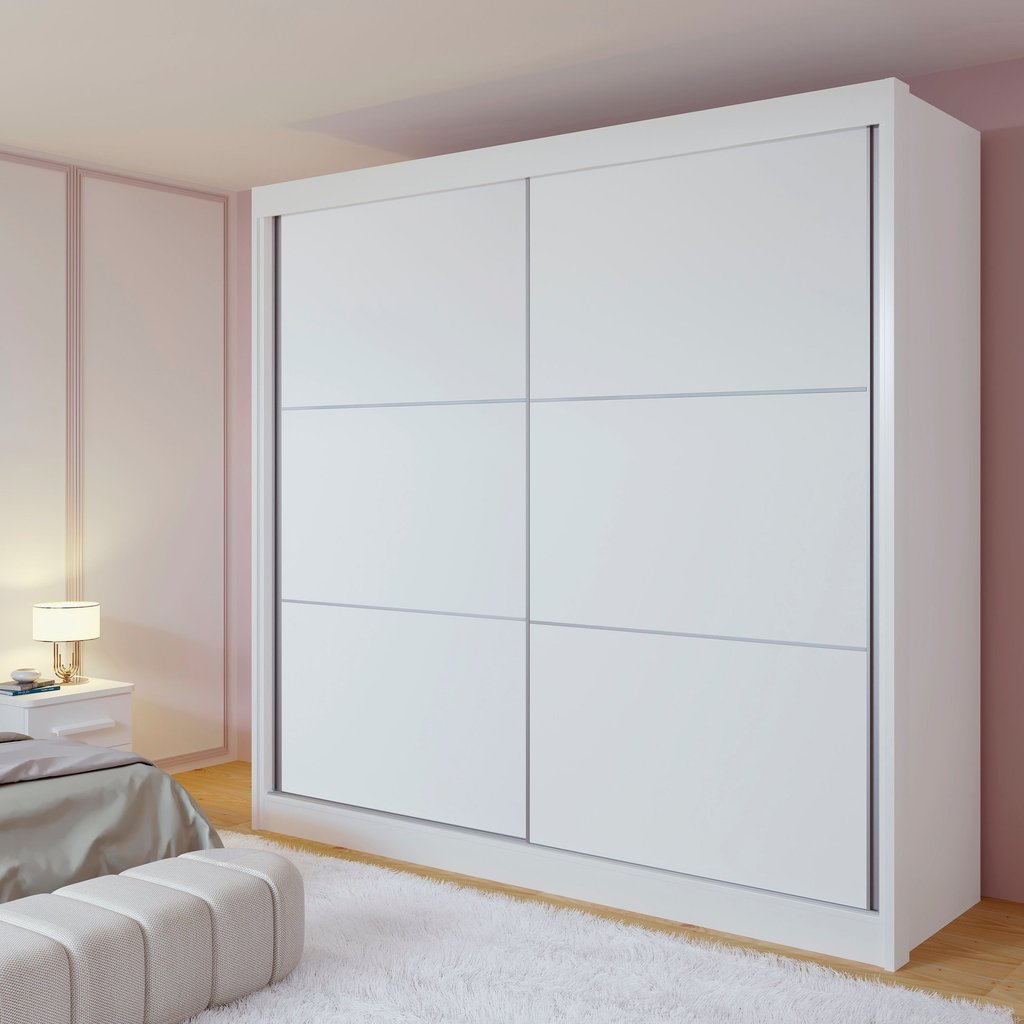 Guarda Roupa Casal MDF 2 Portas 6 Gavetas Hawai Branco Branco