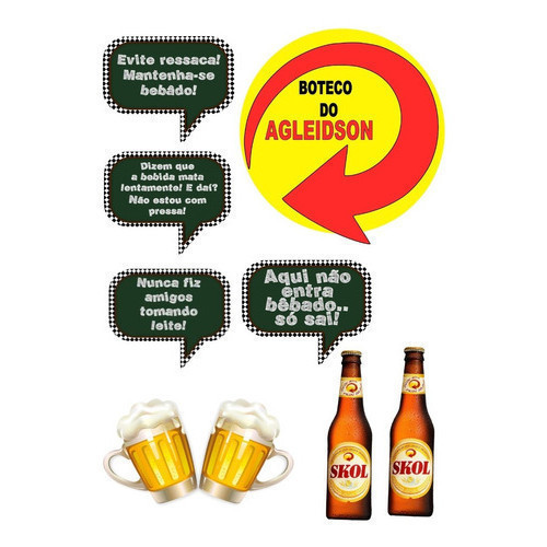 Topo Topper De Bolo  Boteco Skol Personalizado