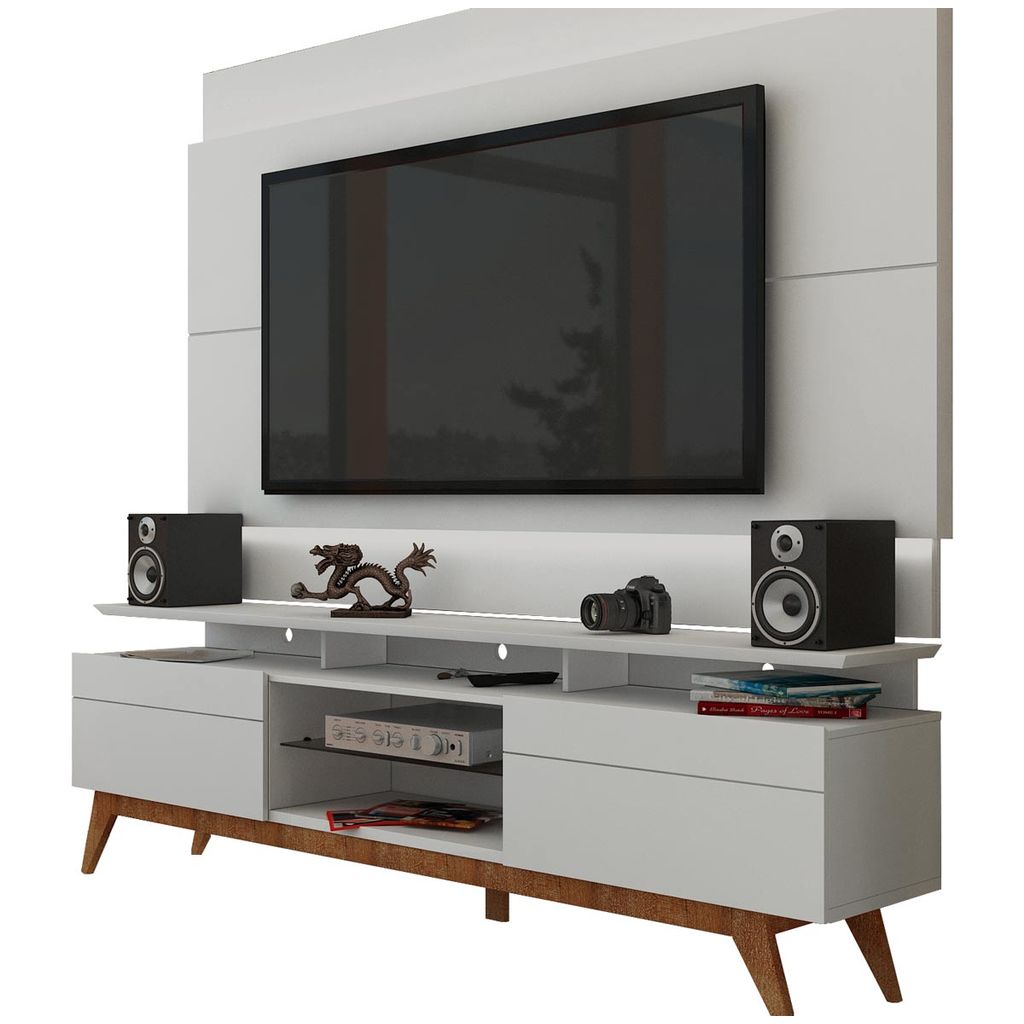 Rack com Painel Para TV 60 Polegadas Branco Classic +2G 2.2 com LED - Imcal Móveis