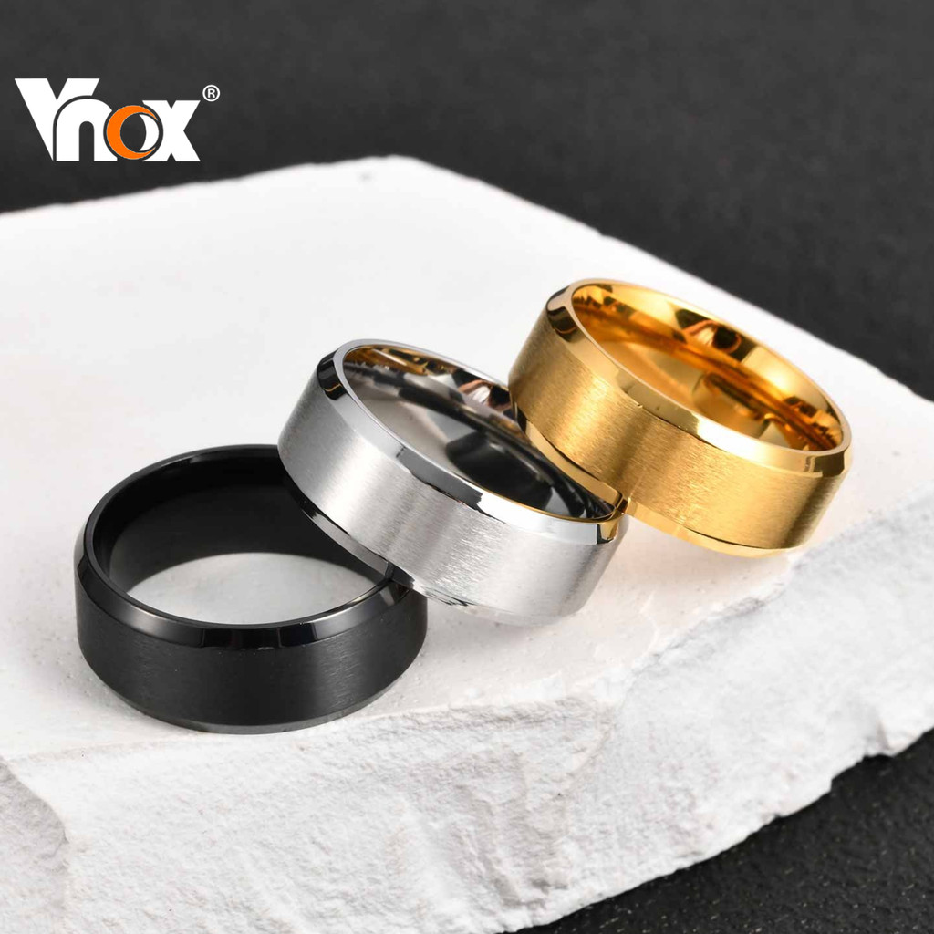 Anel Liso De Aço Inoxidável Clássico Vnox De 8 Mm Para Homens , Aliança De Casamento Unissex , Presente Minimalista De J