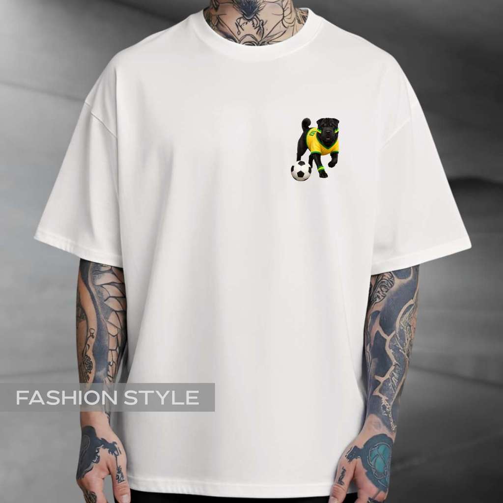 Camiseta Brasil Shar-pei Preto Cachorro Cão Fofo Coppa Do Mundo 2026 País Do Futebol Camisa Basica Oversized