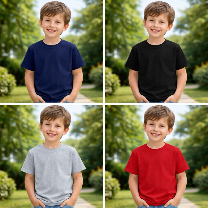 Camiseta Infantil Básica 100% Algodão Premium | Diversas Cores | Malha Macia e Antialérgica Menino / Menina | 02 AO 14