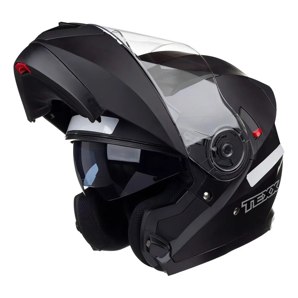 Capacete Escamoteavel Texx Gladiator Articulado Robocop Com Óculos Interno Preto Fosco Masculino Feminino