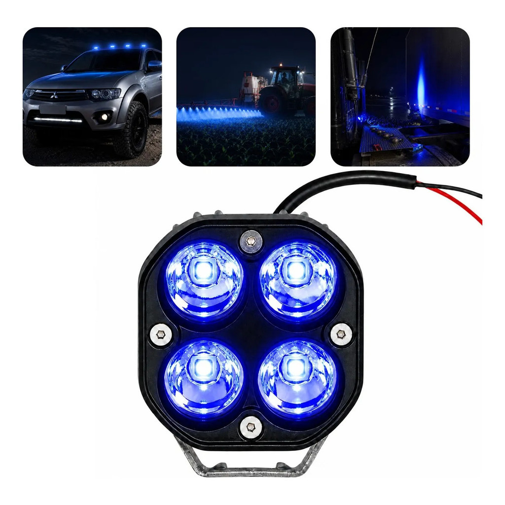 Farol Auxiliar 40w Alta Potência Led Off Road Agricola Azul