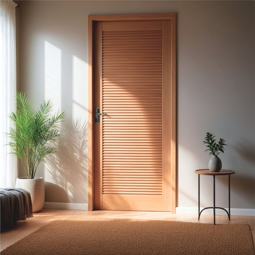 Folha de Porta Maciça em Eucalipto Acabamento Natural 210x92cm PM09 Veneziana Cruzeiro Portas Marrom Definido na