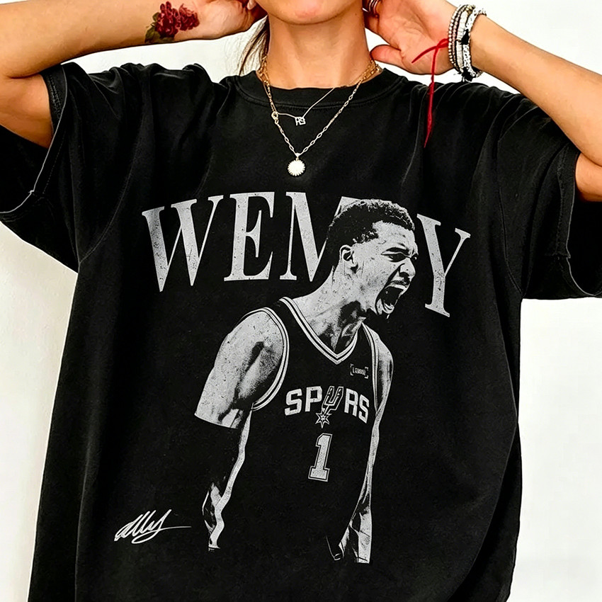 Camiseta Masculina Feminina Oversized Estampa Wembanyama Basquete Spurs, T‑shirt Streetwear, Camiseta Unissex Estampada