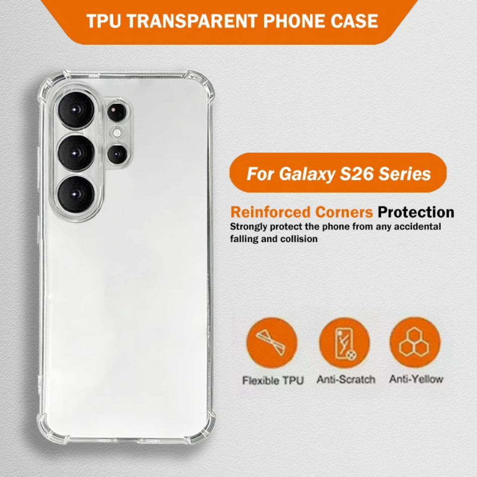 Capa Transparente TPU para Samsung Galaxy S26 S26 Plus S26 Ultra S25 S24 S23 S22 S21 A13 A14 A15 A16 A17 A25 A26 A35 A36