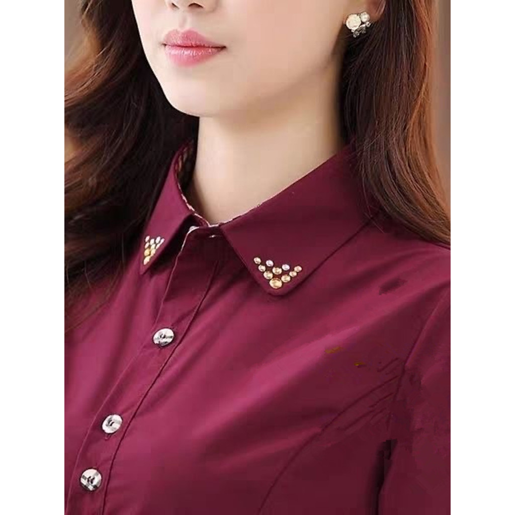 Novo estilo profissional usar camisa branca de manga comprida feminina 2026 primavera Plus Size trabalho topo versão cor