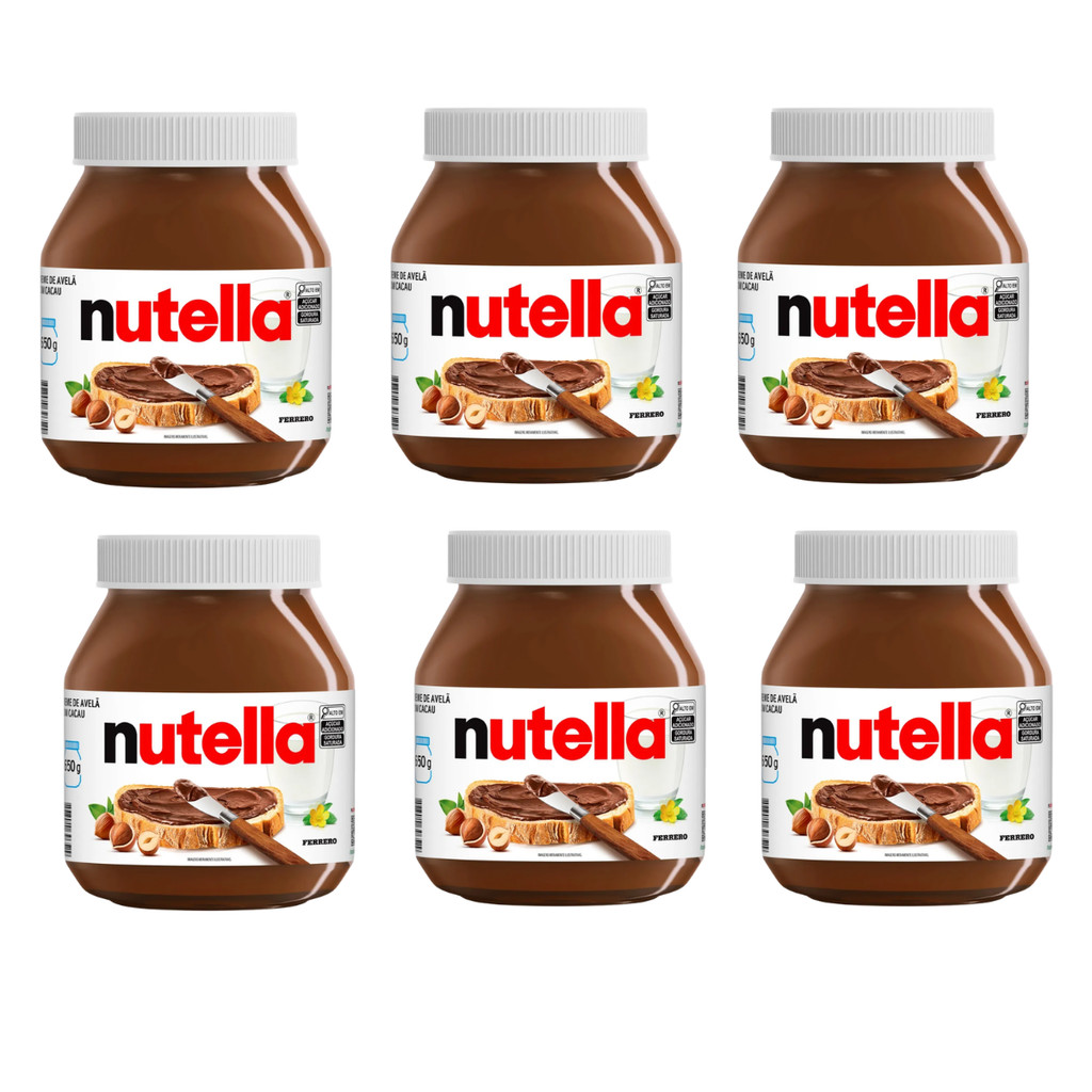 KIT 6 Un Creme de Avelã Nutella Ferrero 650g