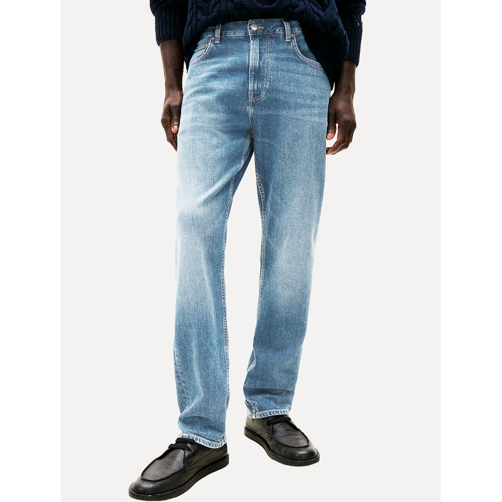Calça Tommy Hilfiger Jeans Masculina Straight Denton Heron Blue Azul Clara