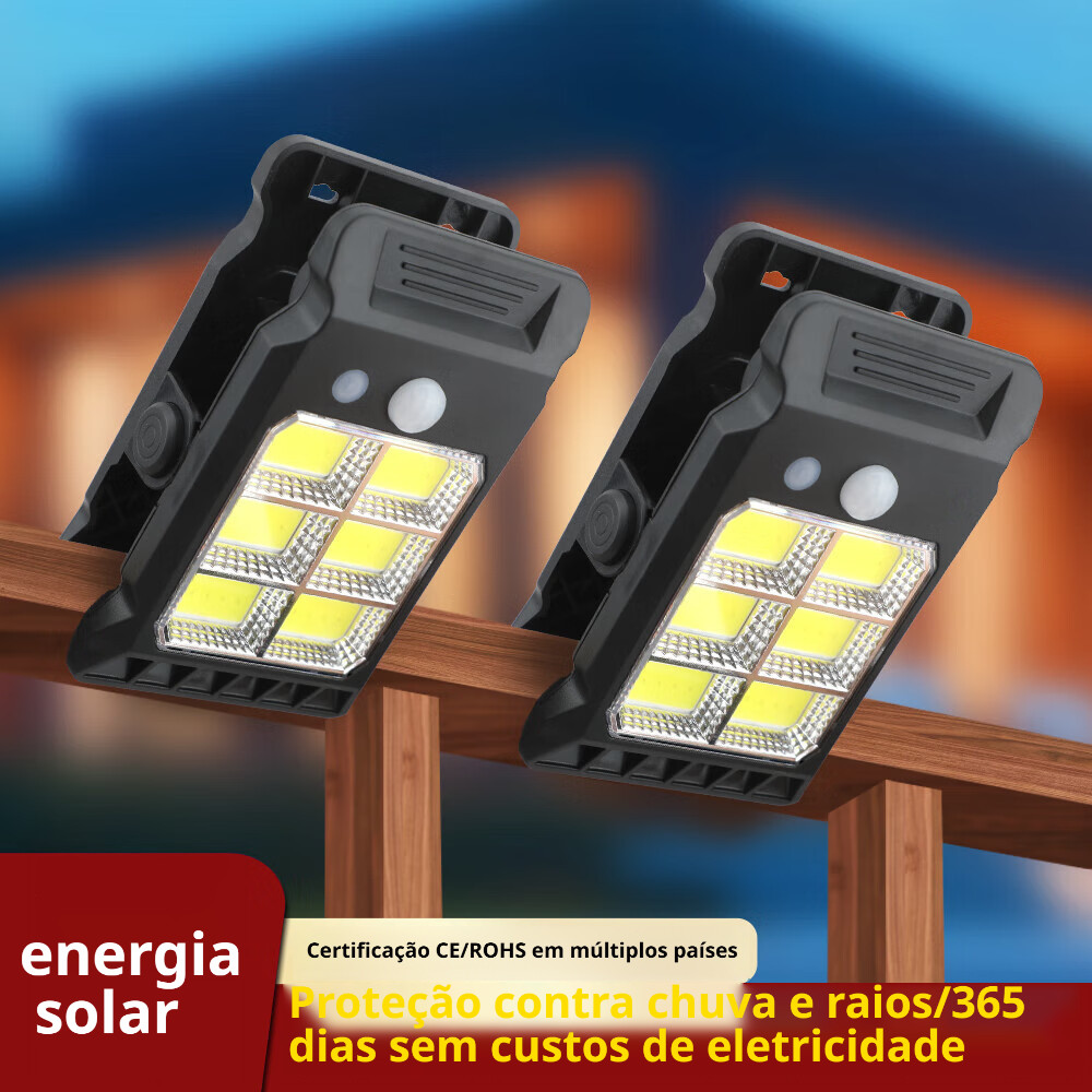 Luz LED para pátio externo com Sensor Solar sem perfuração