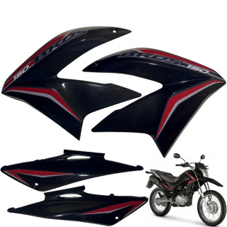 Kit Carenagem Nxr Bros 150 2013 2014 Par Aba Tanque Par Tampa Lateral Peças Novas Adesivada Paralela