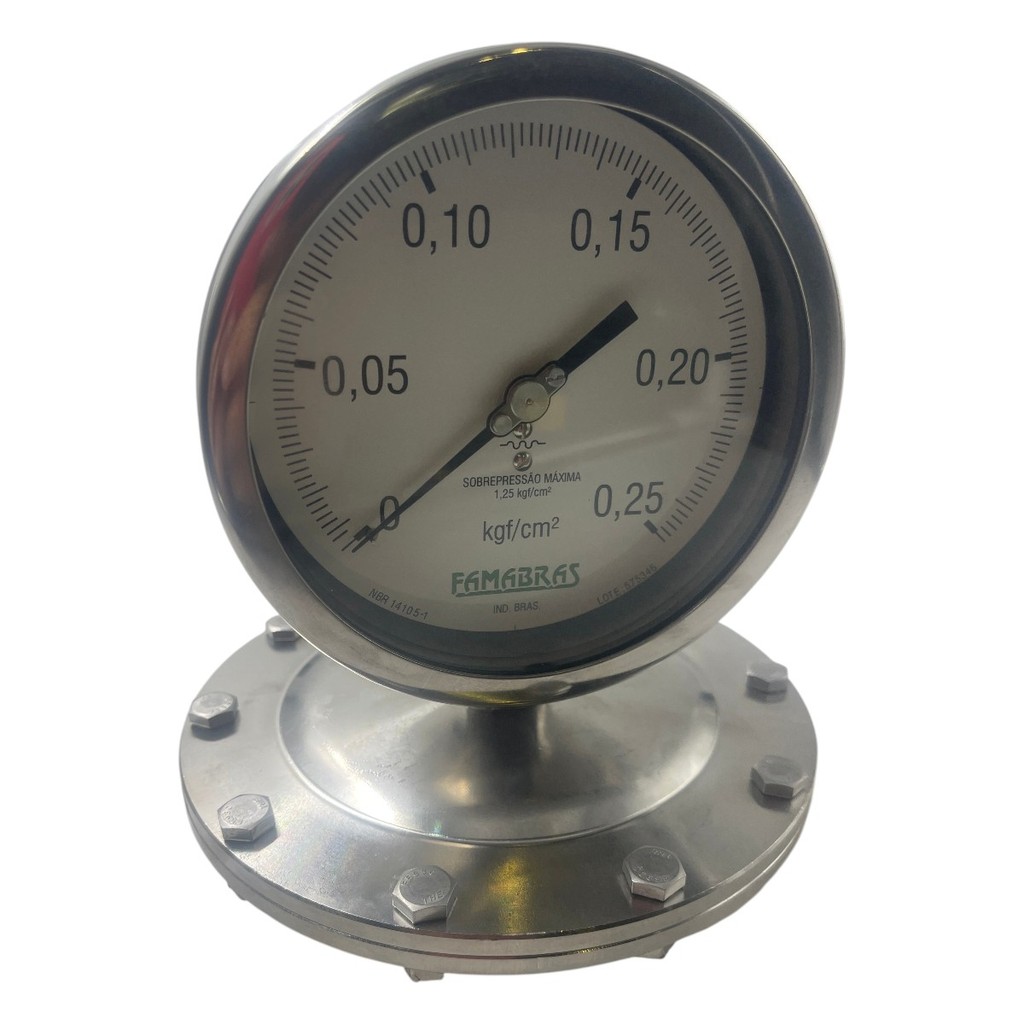 Manômetro Famabras DN130mm 0 a 0,25KGF/cm² 1/2NPT