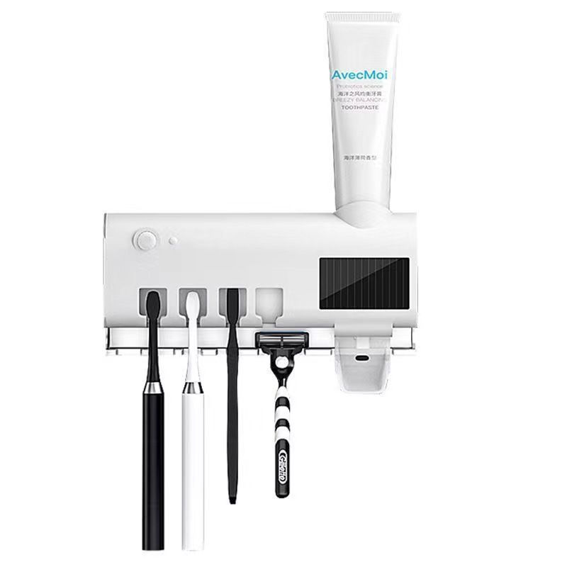 Porta Escova Dentes Com Esterilizador Uv Aplicador Pasta de Dente Suporte Dispenser Escova