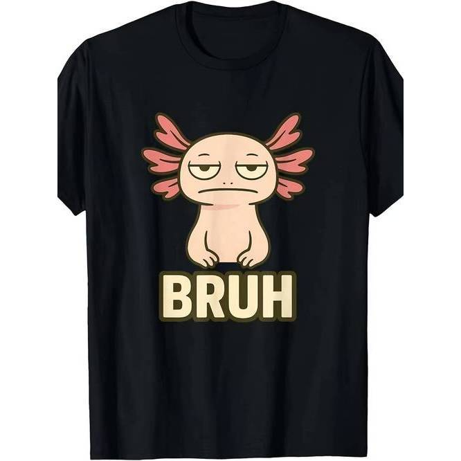 Camiseta Masculina Axolote Bruh Meme Estampada Engraçada Retrô Confortável Divertida Estilosa Casual