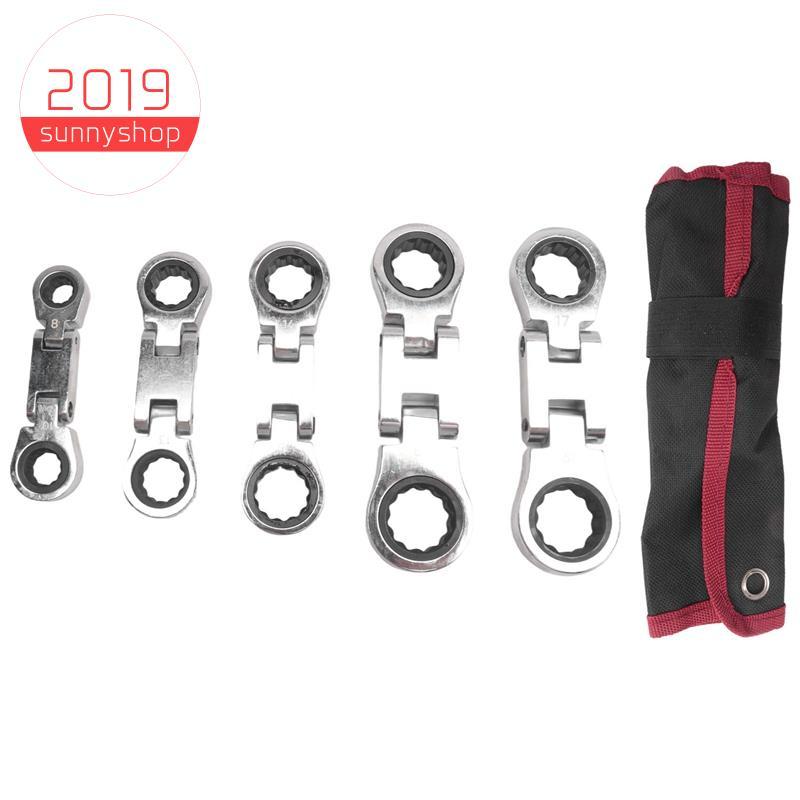 [Bestseller S] Chave De Catraca Robusta 5 Peças Mini Conjunto De Duas Cabeças . Métrica 8 10 12 13 14 15 16 17 18 19mm