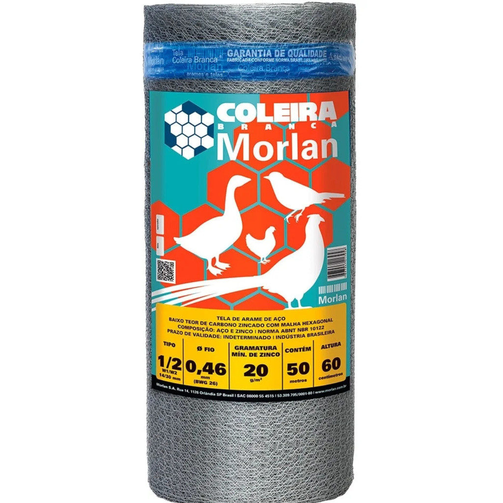 Tela De 1/2  Para Viveiro 60cm Altura X 50m Morlan