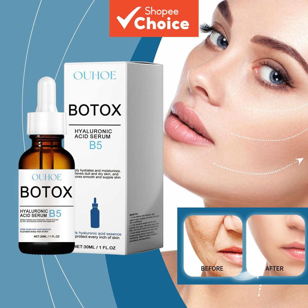 Soro de Botox para Plumpar a Pele, Soro Hidratante com Vitamina B5, Essência de Ácido Hialurônico Antirrugas