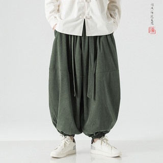 Calças de veludo masculinas estilo chinês Retro Harem calças outono Plus Size calças masculinas soltas de perna larga Bl
