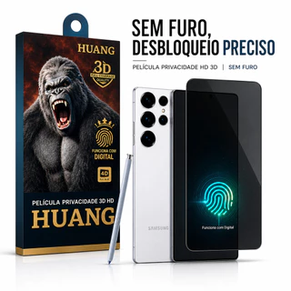 Película Vidro Privacidade 3D Sem Furo Desbloqueio por Digital Samsung S22 S23 S24 S25 S26 Plus Ultr
