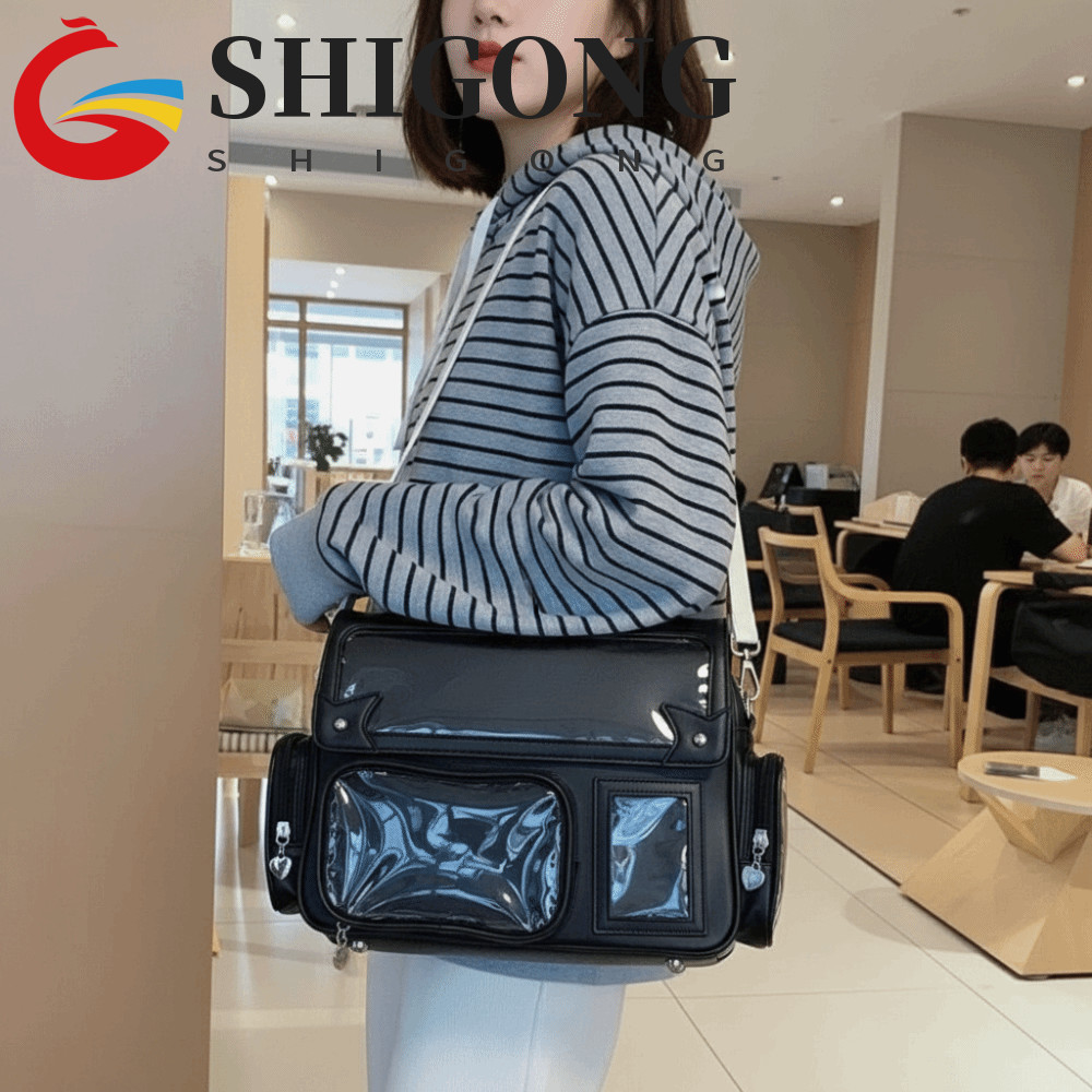 Bolsa Uniforme SHIGONG Kawaii Ita , Mochila Conversível De Couro PU De Cor Sólida , À Prova D'água