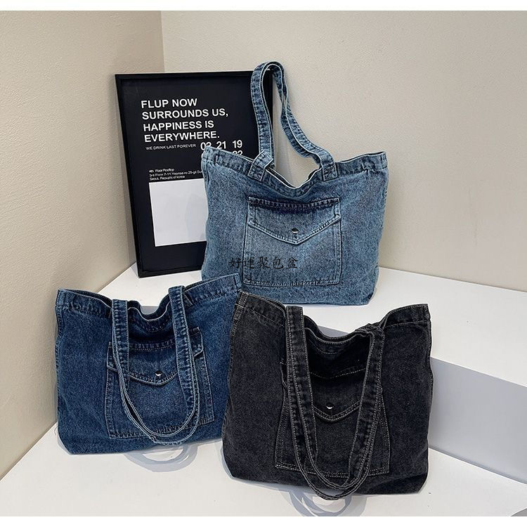 Bolsa de ombro quadrada jeans Bolsa jeans Bolsa de ombro Bolsa de ombro Bolsa Crossbody Bolsa jeans Bolsa multicamadas B
