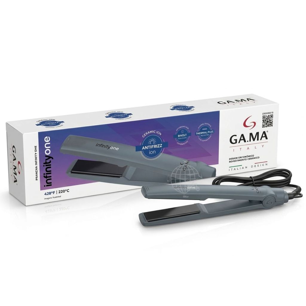Prancha Alisadora Chapinha Gama Infinity One Cerâmica Íons Anti Frizz Aquecimento Rápido Bivolt