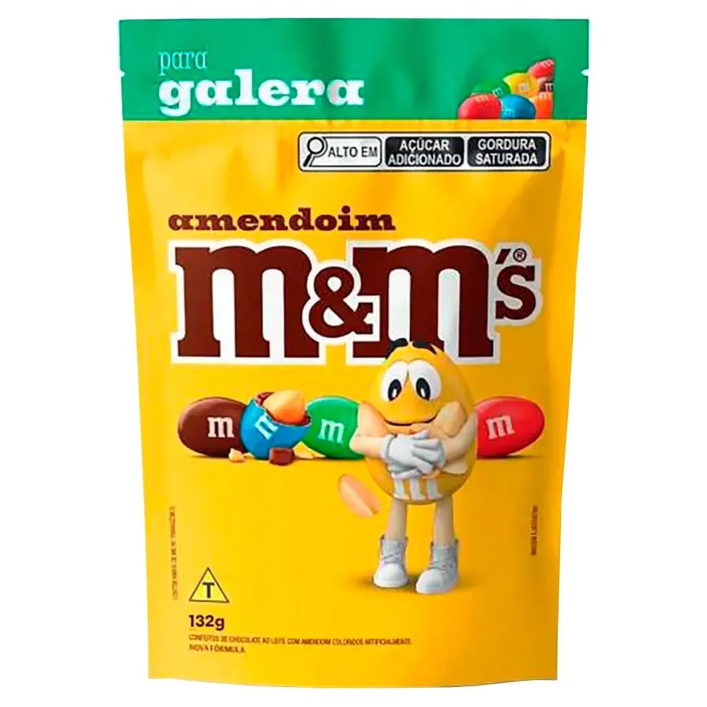 Chocolate Confeito M&Ms Pouch 132g Chocolate e Amendoim Mars MMs M&M's