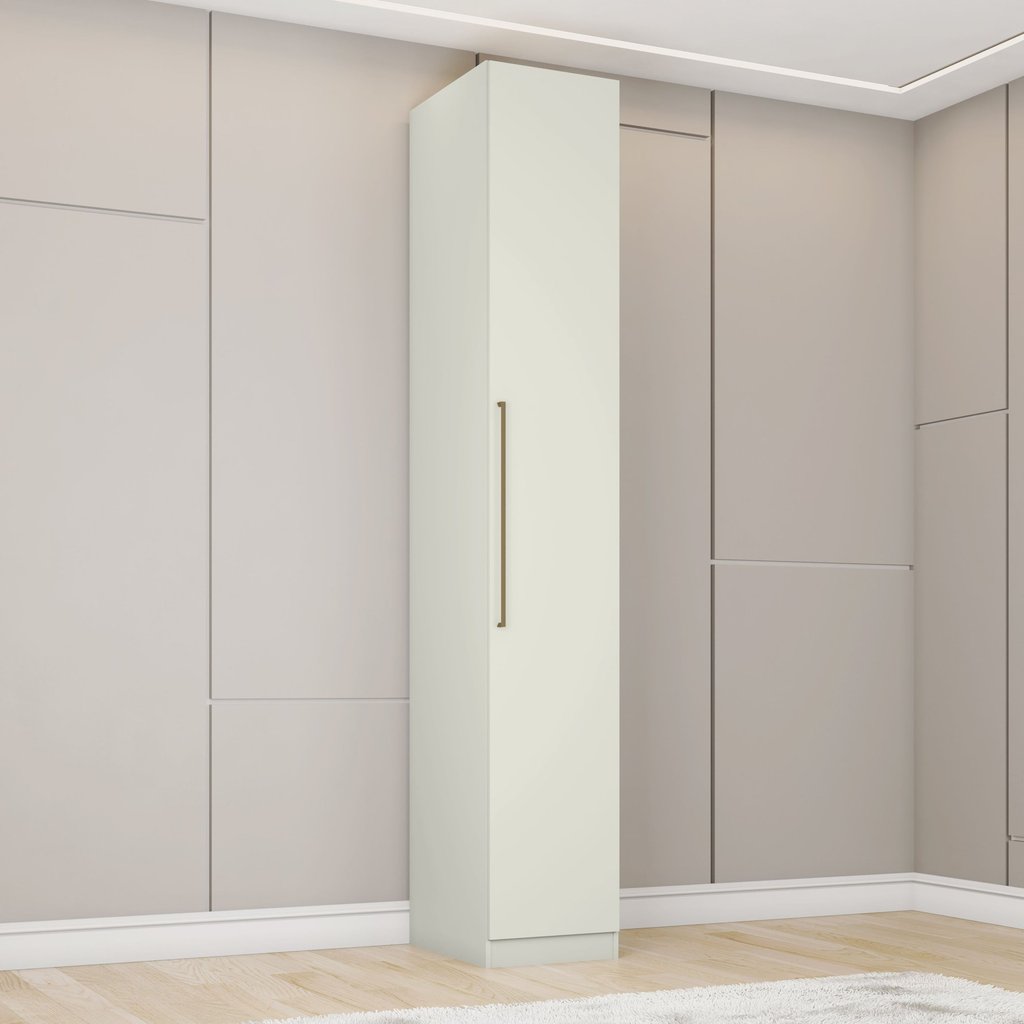 Guarda Roupa 1 Porta e 6 Prateleiras Seletto Branco/Areia HP Areia HP