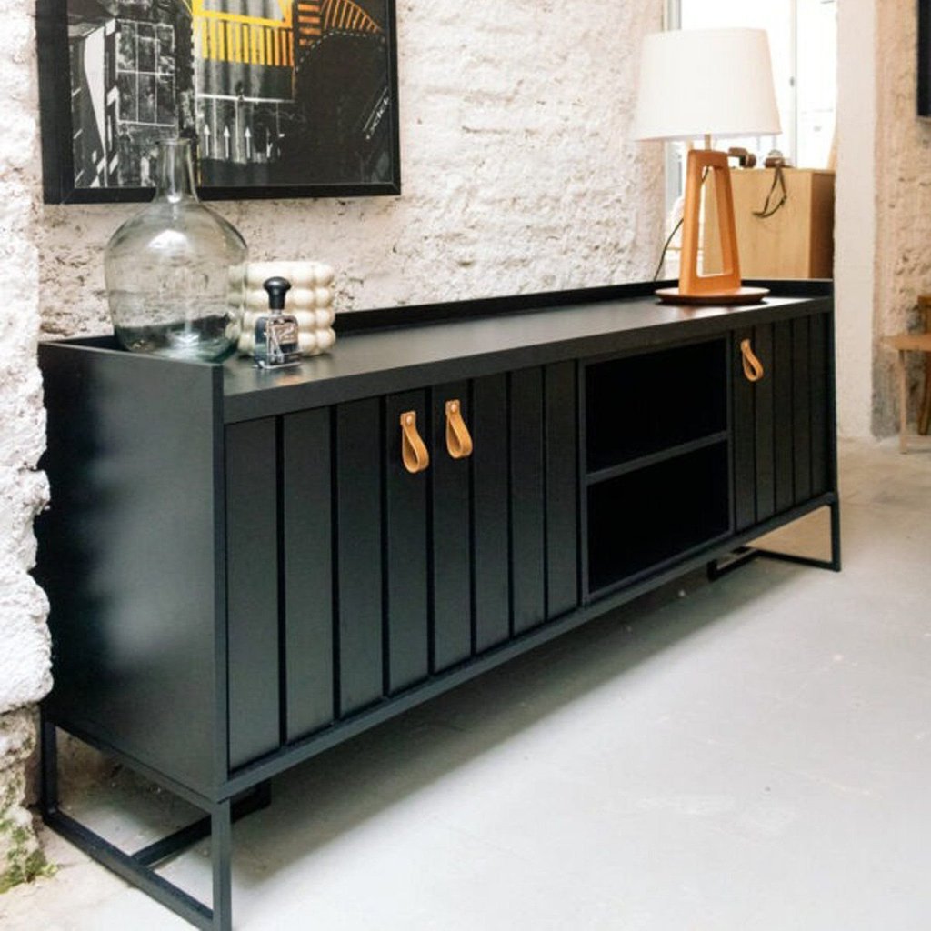Rack Ripado Moderno para TV até 65 Polegadas 180cm Trendy Preto