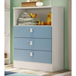 Cômoda Infantil 3 Gavetas 1330 Espresso Móveis Azul/Branco Branco/Azul