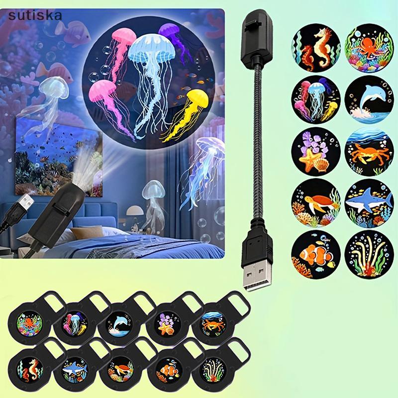 sutiska LED Luz De Projeção USB Projetor Ocean Life Lâmpada Com 16 Padrões BR