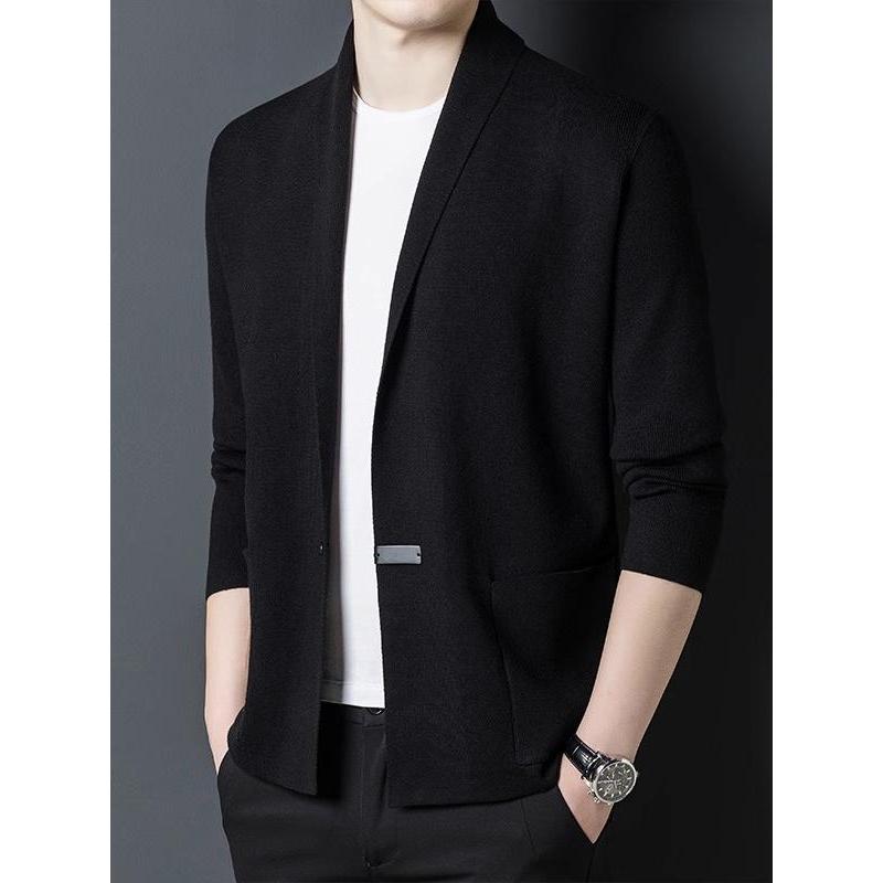 Cardigan masculino malhas primavera outono roupas masculinas 2026 novo estilo moda All-Match masculino exterior Wear na