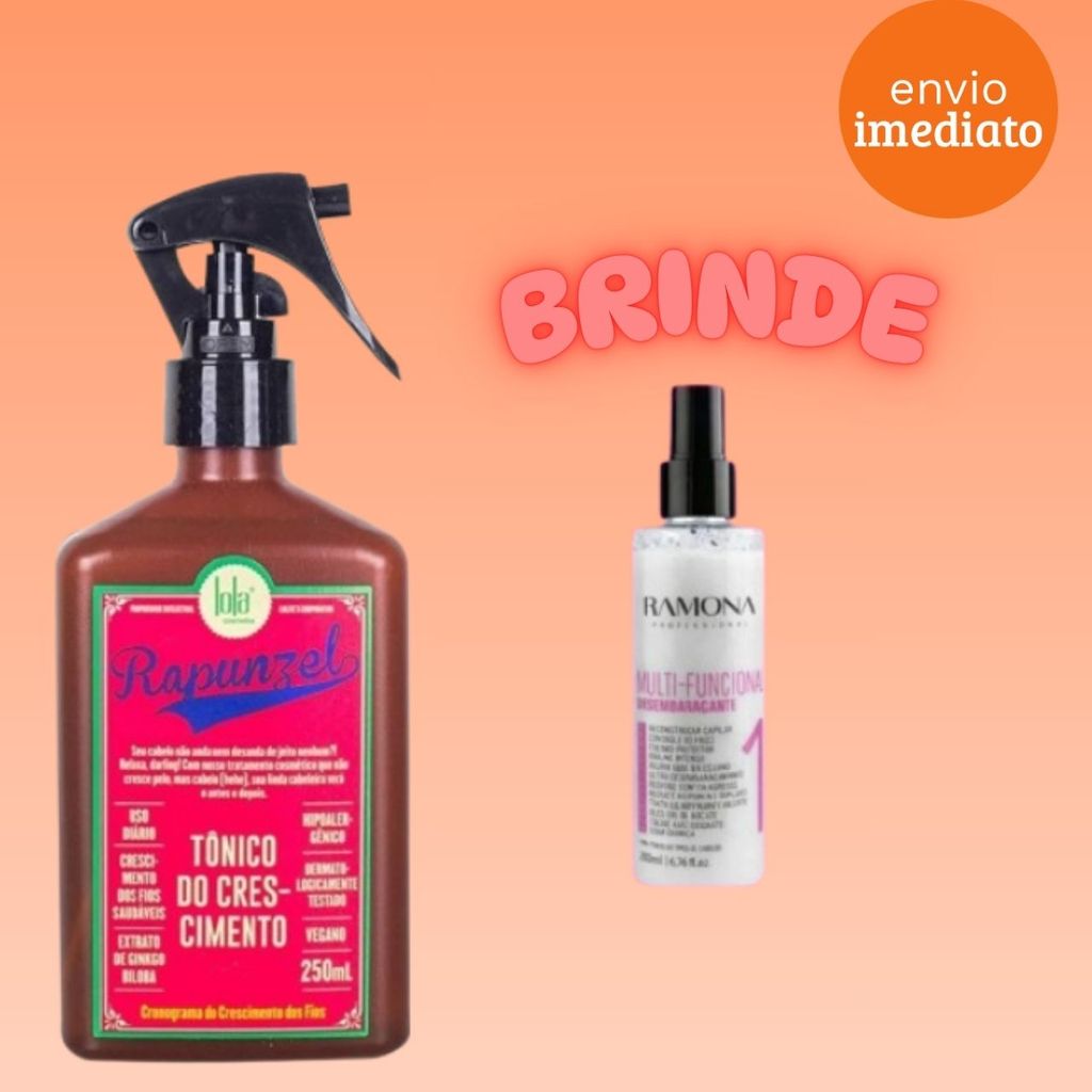 Tônico Rapunzel 250ml Lola Cosmetics Crescimento + Brinde Spray Multifuncional 200ml