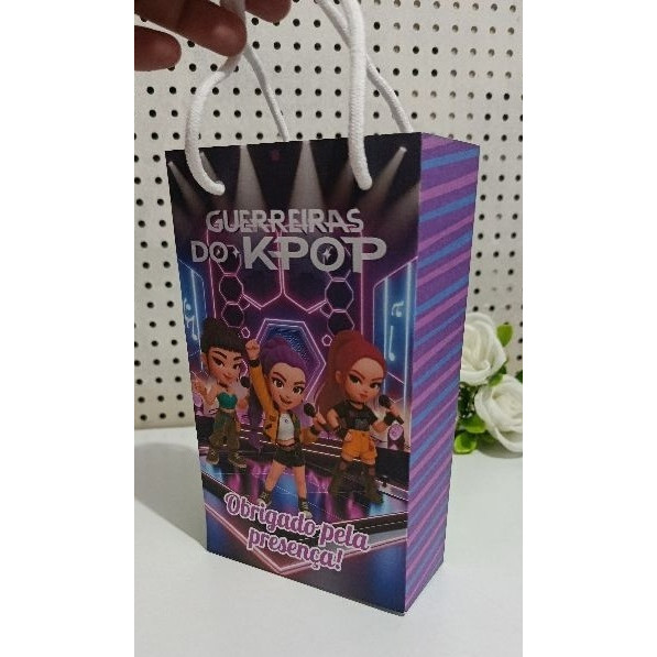 Sacolinhas Personalizadas Tema Guerreiras K-Pop - Festa Infantil Lembrancinhas Aniversário Pegue e Monte