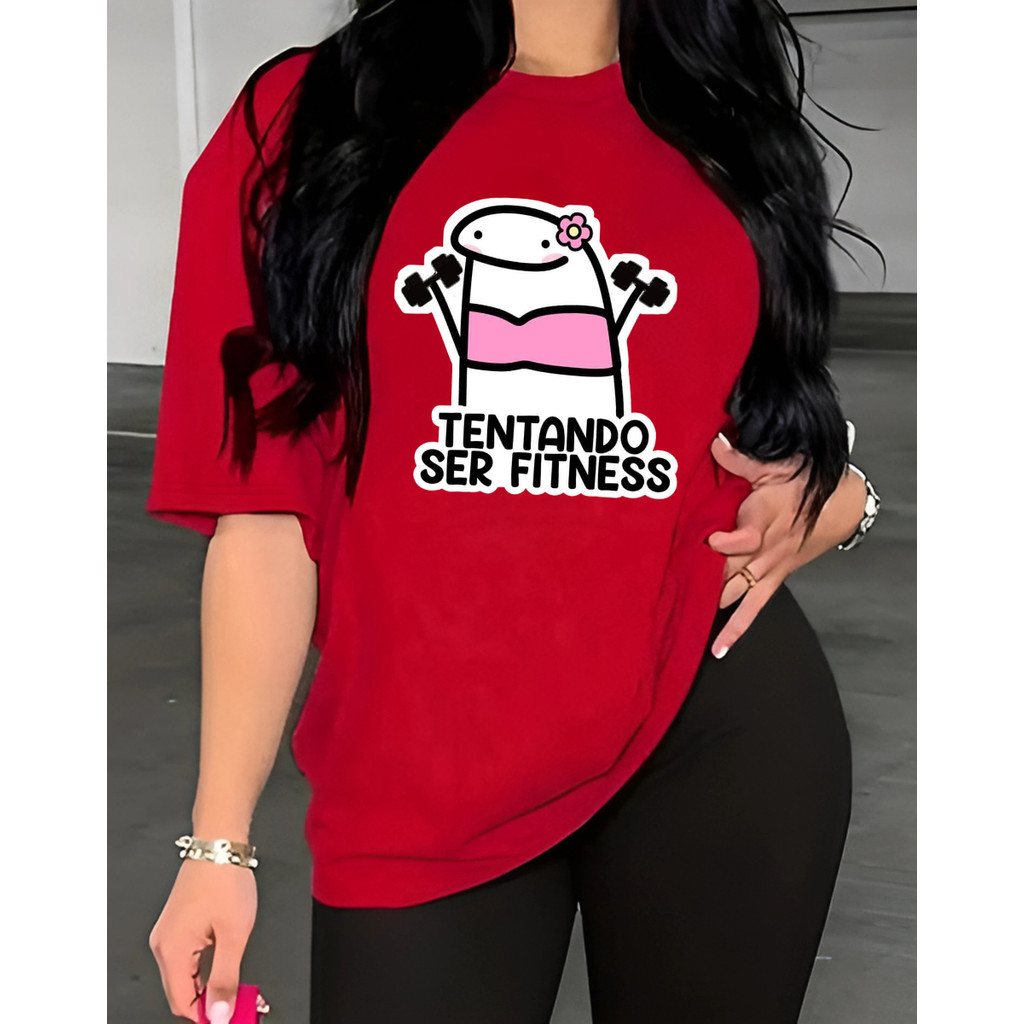 Camiseta  Academia Fitness Gym Treino Camisa Musculação Feminina Flog Tentando ser Fitness