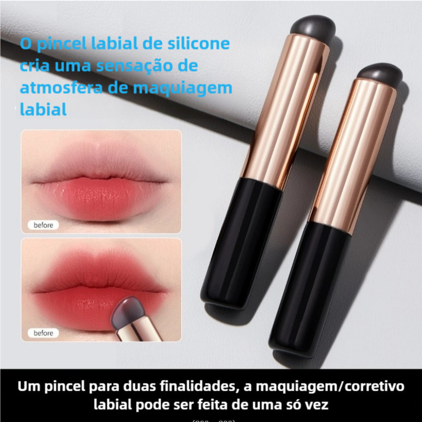 kit 2 Pincel de Silicone 2em1 para Lábios e Unhas – Suave, Durável e Fácil de Limpar (Cor Enviada Aleatoriamente)here